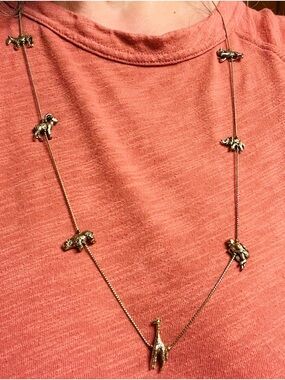 Vintage Safari Gold Animal Charm Long Necklace - Women Jewelry